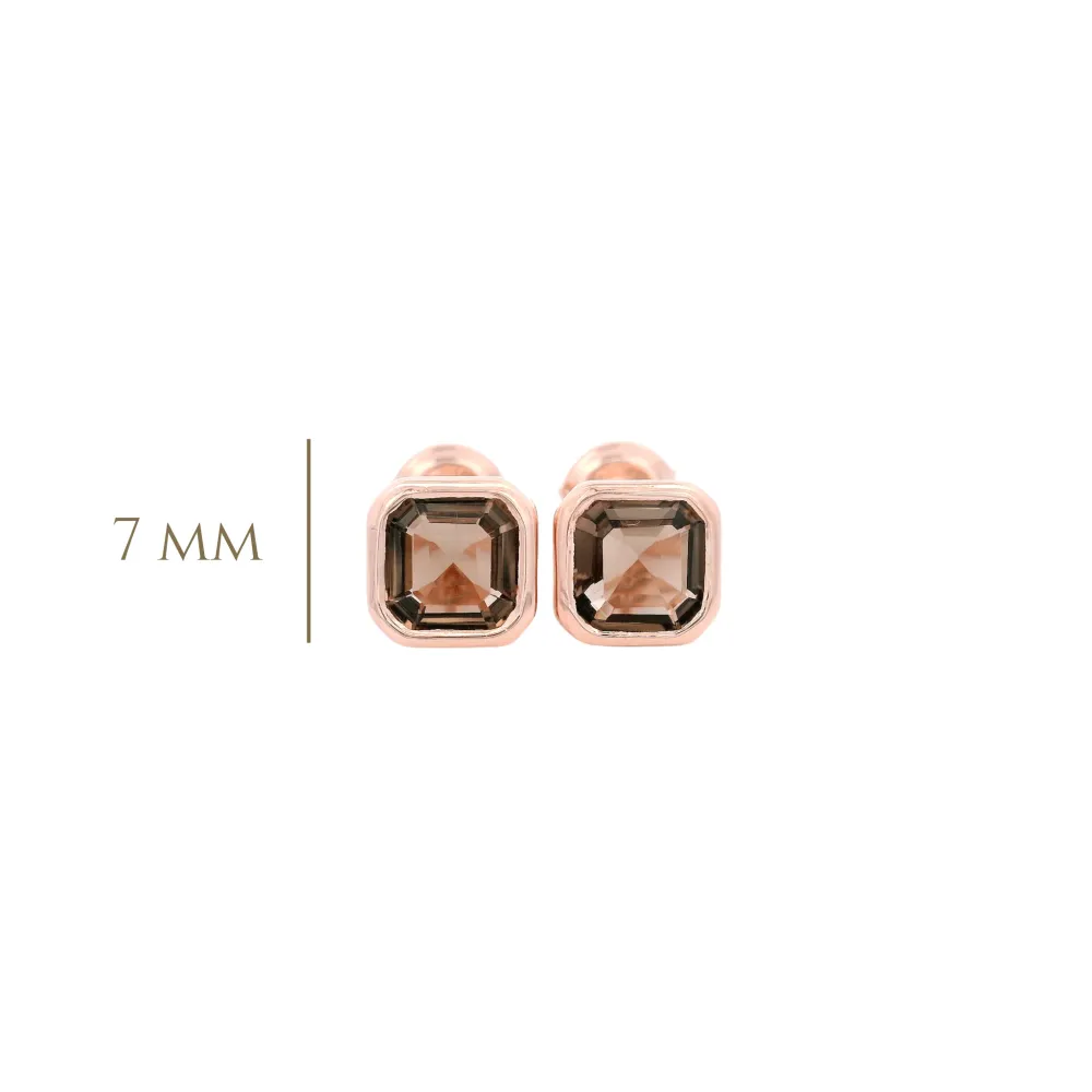 925RG CUSHION BEZEL SMOKY QUARTZ EARRINGS