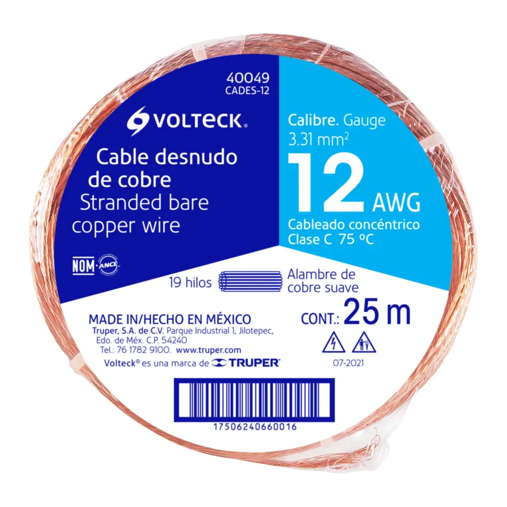 CABLE DESNUDO 19 HILOS CALIBRE 12