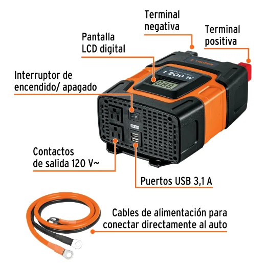 Inversor de corriente de 1200 W con Certificación RoHS