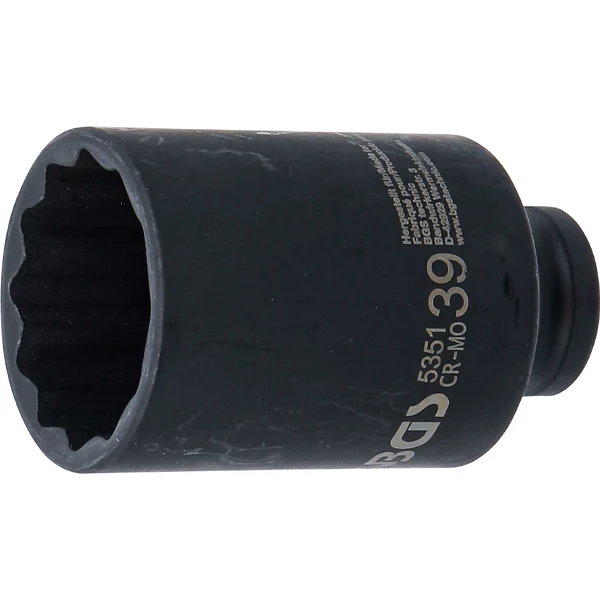 LLAVE DE VASO DE IMPACTO LARGA 12 CARAS | 1/2" | 39 MM de Baja Autodescarga