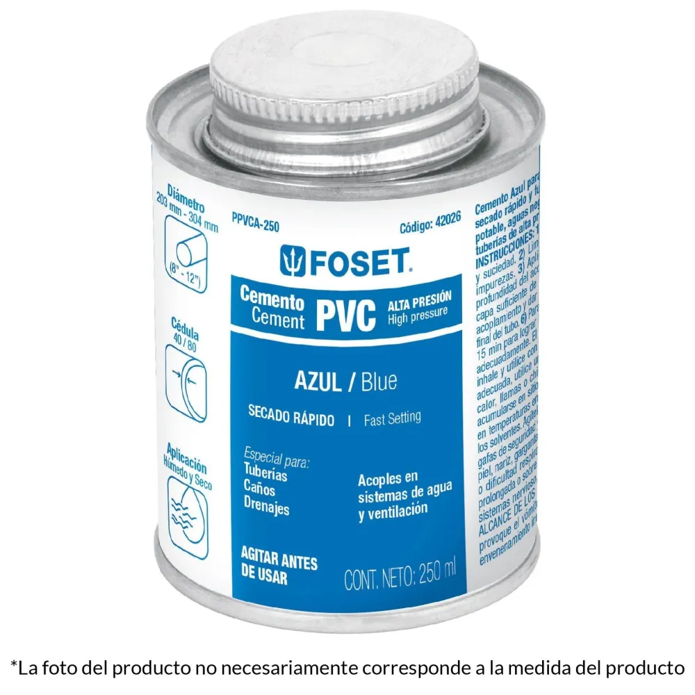 Pilas de Reloj Cemento azul para PVC, hasta 12", bote 500 ml