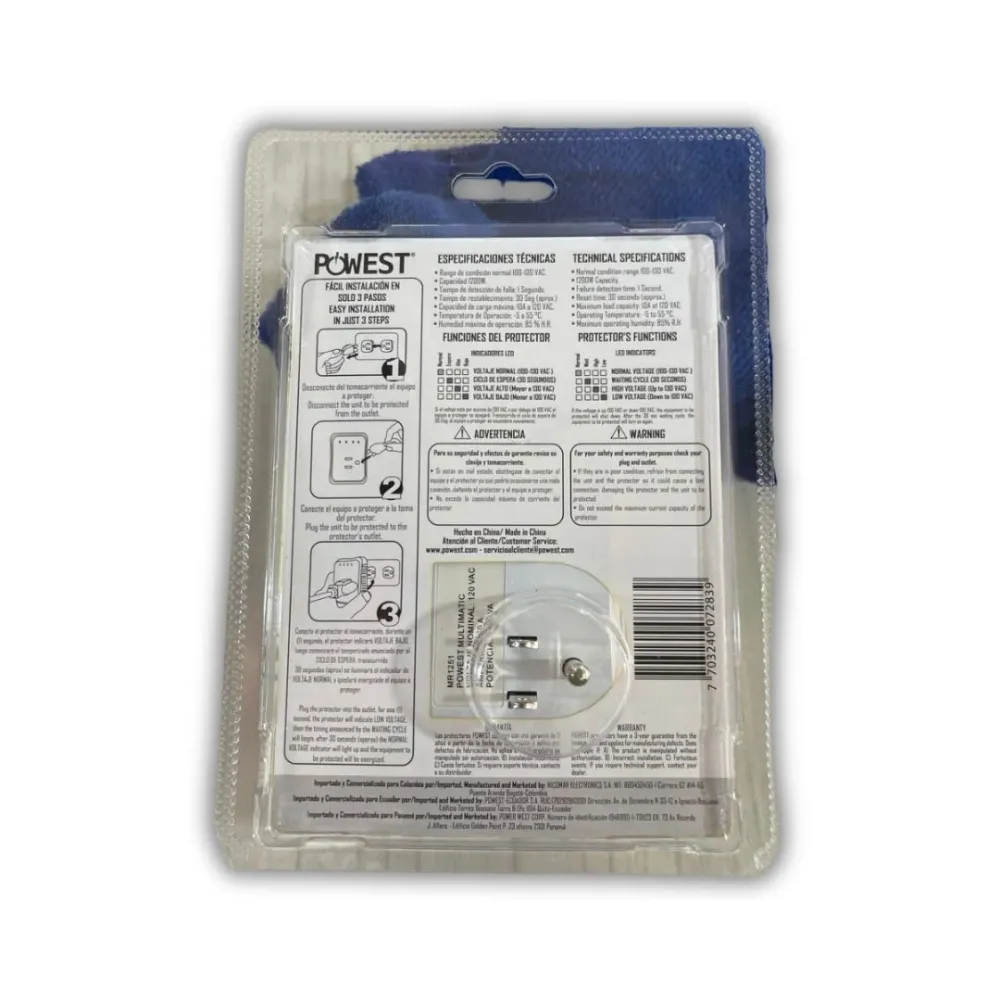 PROTECTOR DE VOLTAJE 120V MULTIMATIC con Tecnologí de Larga Duración