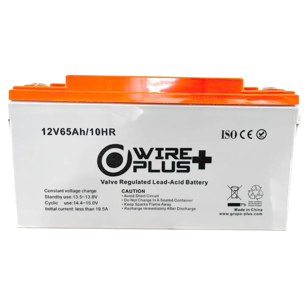 Recargables Premium Baterí de Respaldo Wireplus 12V 65Ah de Gel