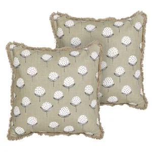 Conjunto de 2 cojines de algodón hueso motivo floral 45 x 45 cm PSILOTALES