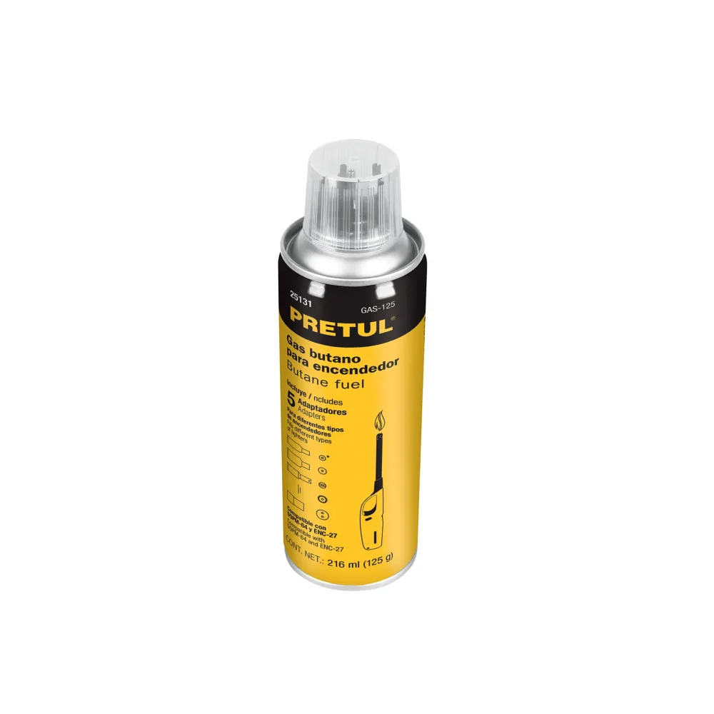 Lata de gas butano para encendedor, 125 g, pretul GAS-125 con Encendido Prueba de Agua