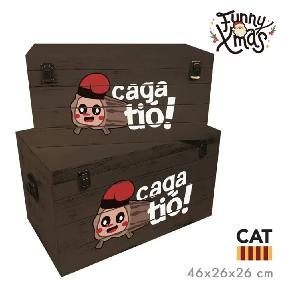 Set 2 Baules Madera Caga Tió Català 2A-07-A
