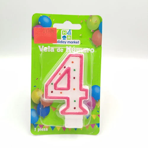 VELA NUMERICA CONFETTI ROSA NUMERO 4 ACTIVA