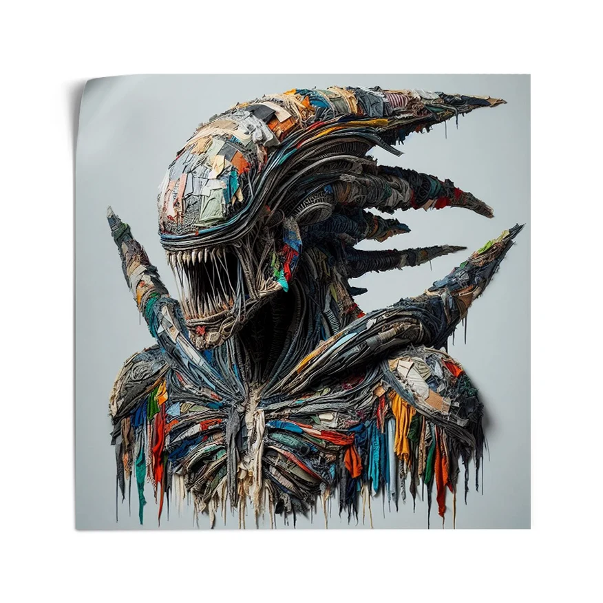 Alien 3/4 Picos Tela Colores Poster