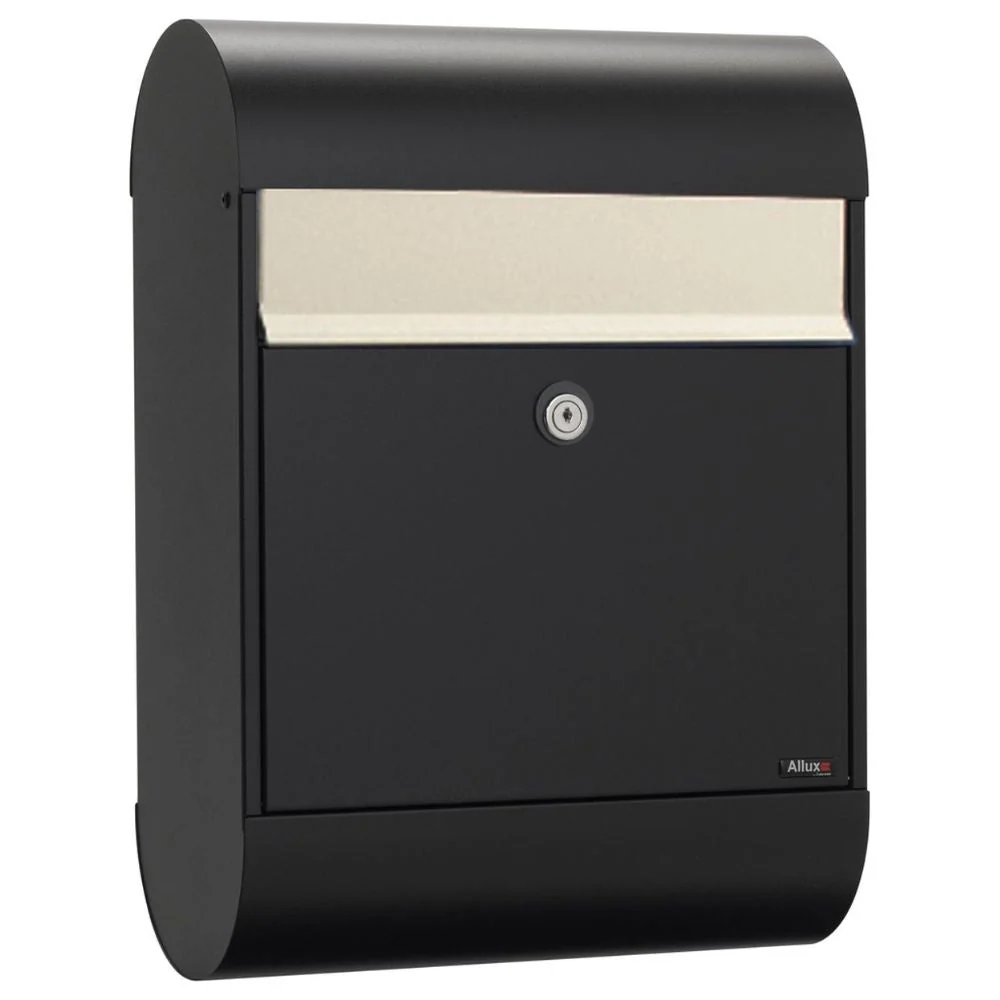 Buzón Allux 6000 Negro con solapa de acero inoxidable