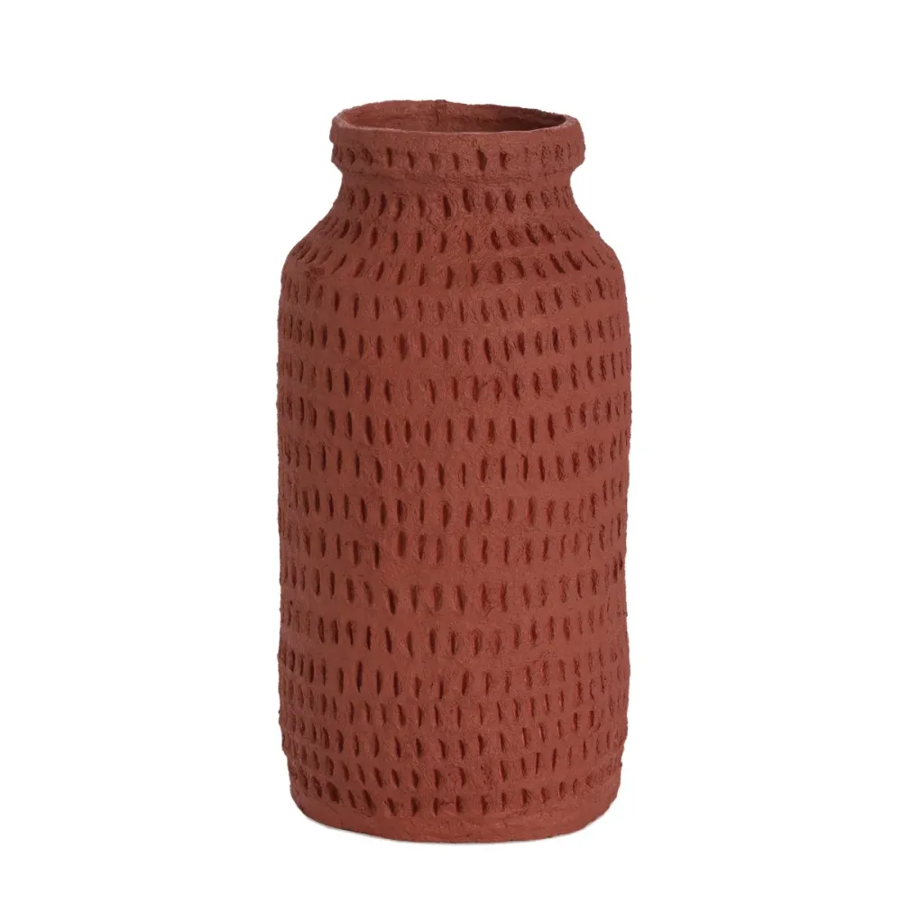 Jarrón botella de algodón maché rojo Andrea House