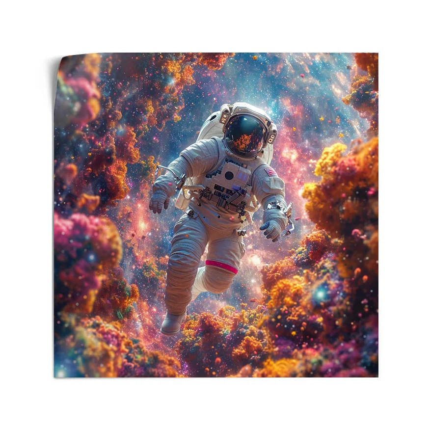 Astronauta en Arrecife Espacial Poster