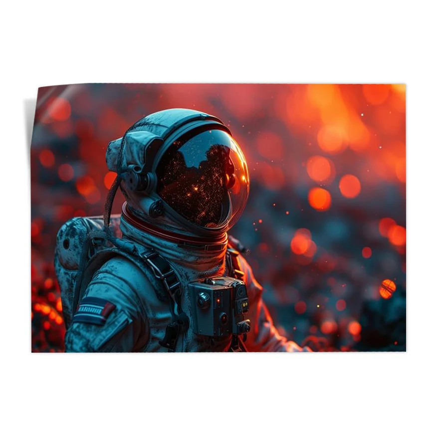 Astronauta Volcán Espacial Poster