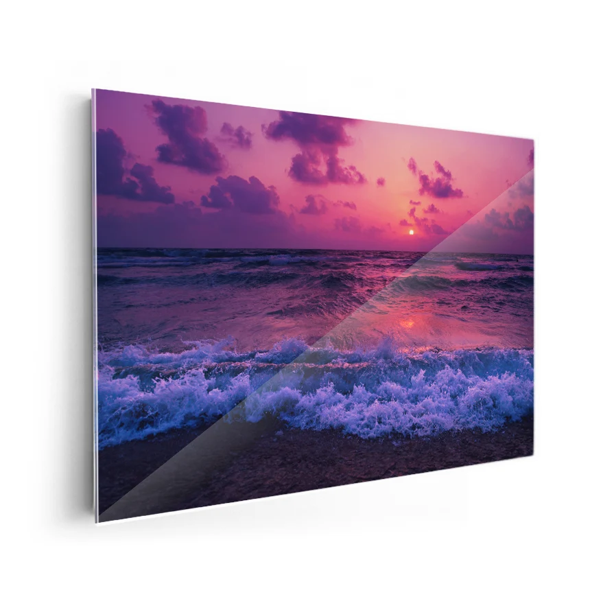 Atardecer Rojo en la Playa Poster