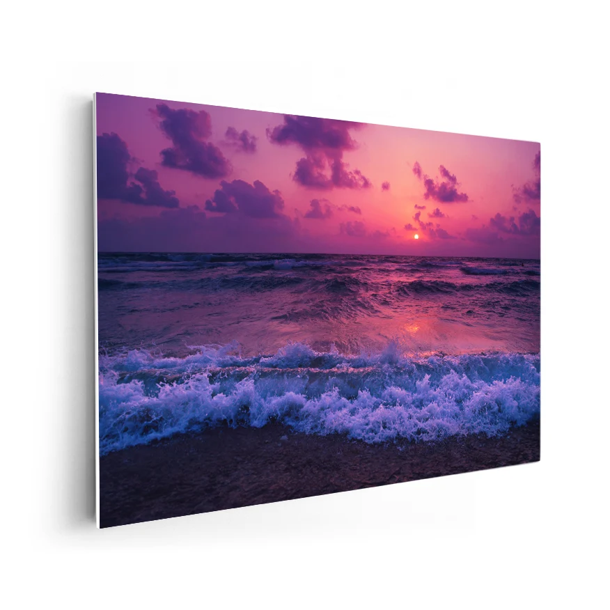 Atardecer Rojo en la Playa Poster
