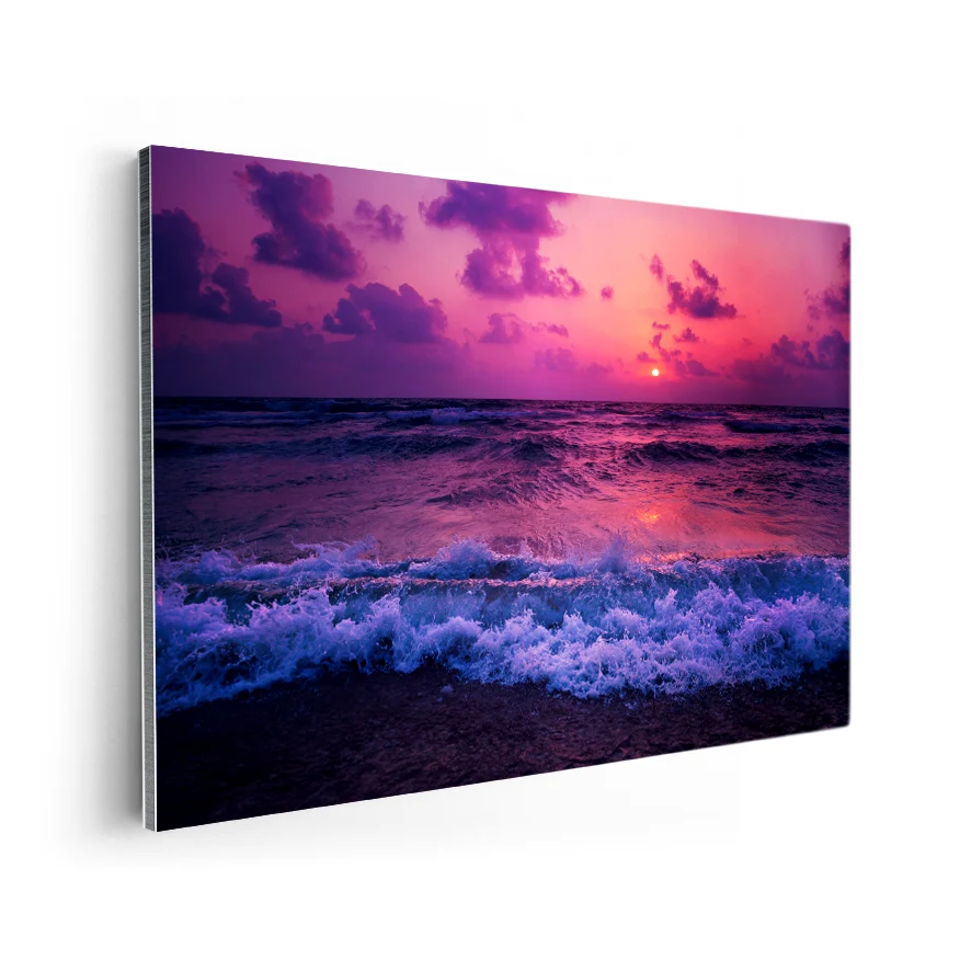 Atardecer Rojo en la Playa Poster