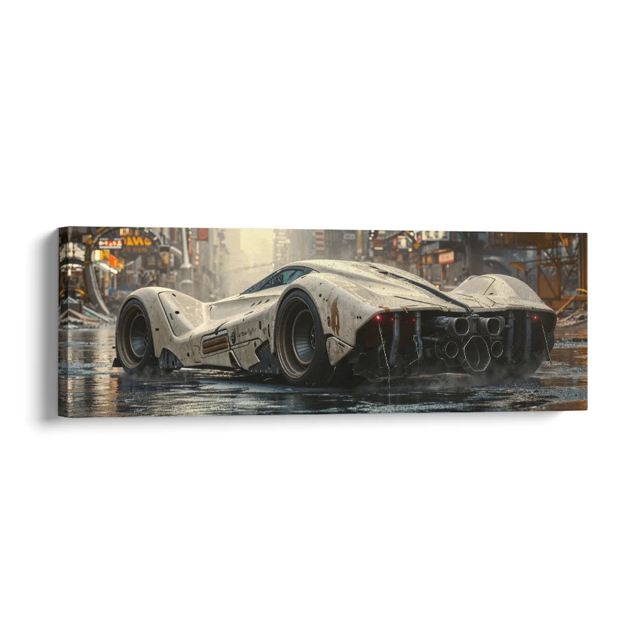 Auto Futurista en Ciudad Poster