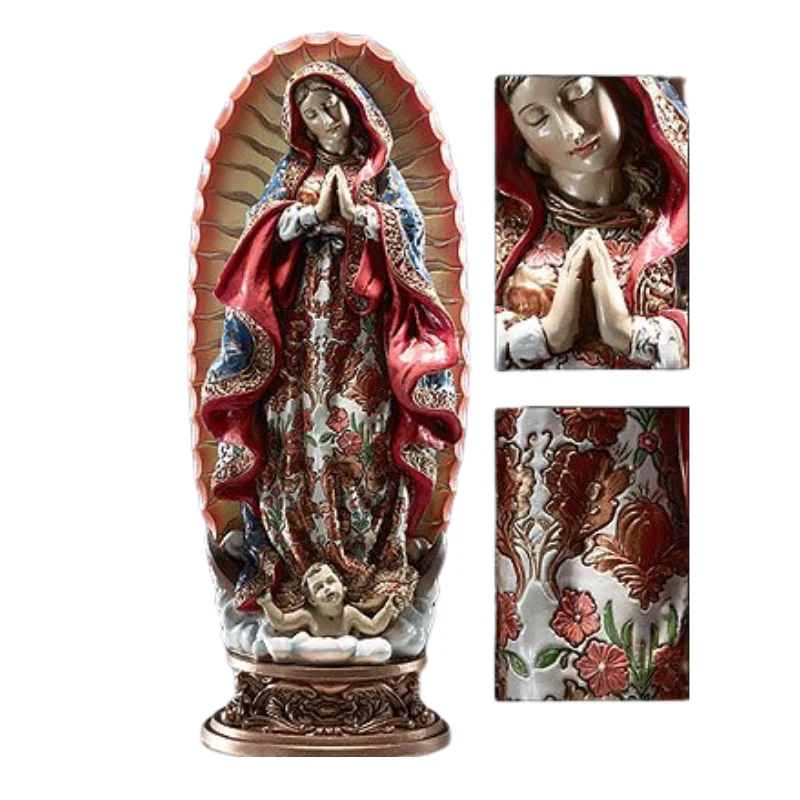Estatua de Nuestra Señora de Guadalupe de 10" con base ornamentada Avalon Gallery