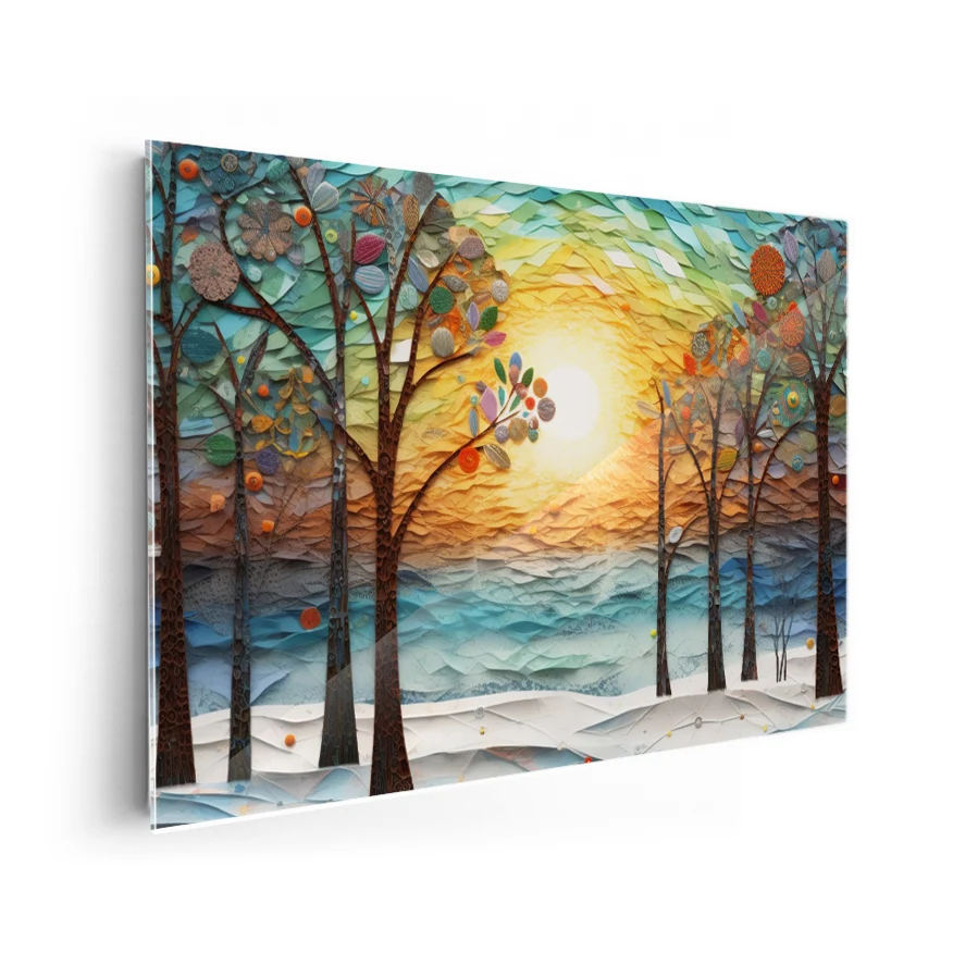 Bosque Nieve Atardecer Poster