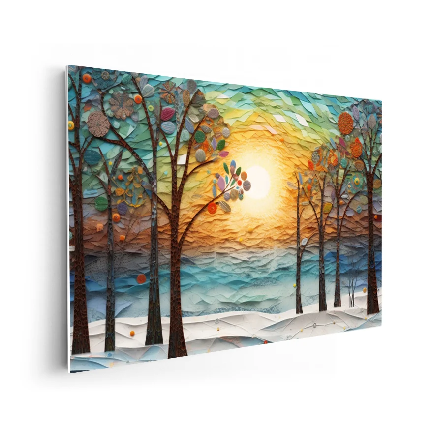 Bosque Nieve Atardecer Poster