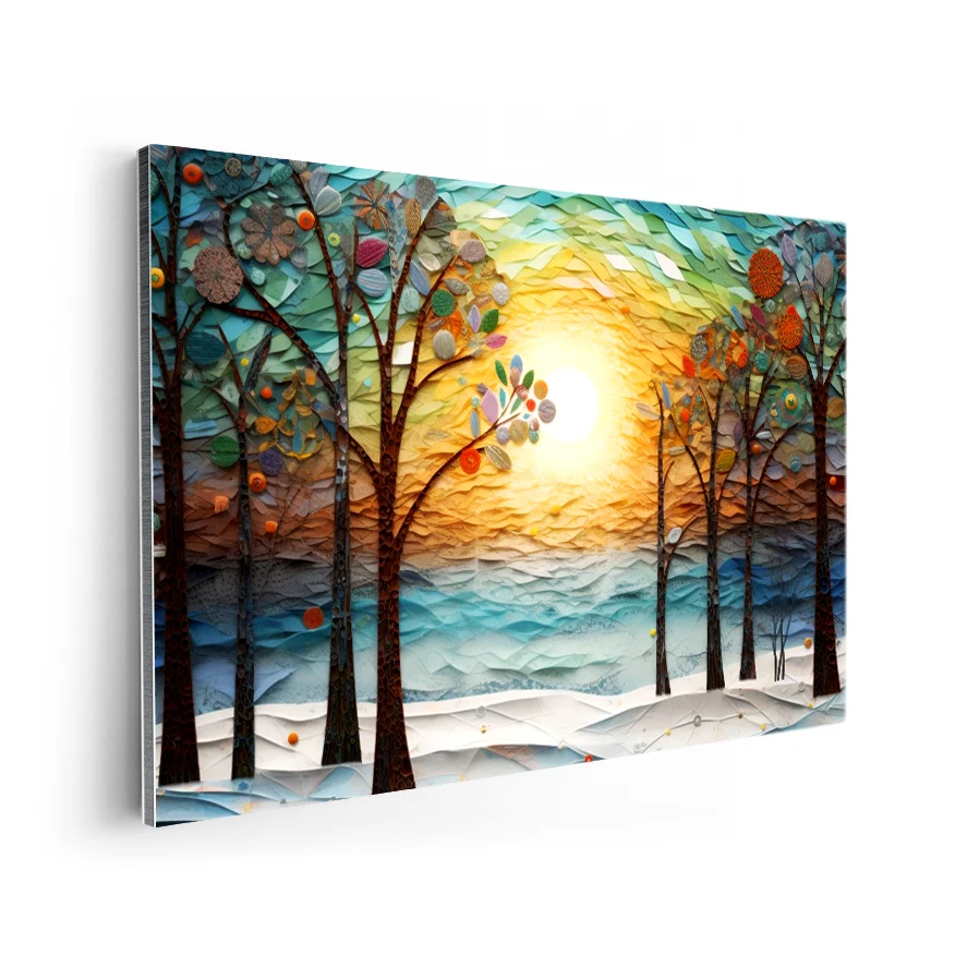 Bosque Nieve Atardecer Poster