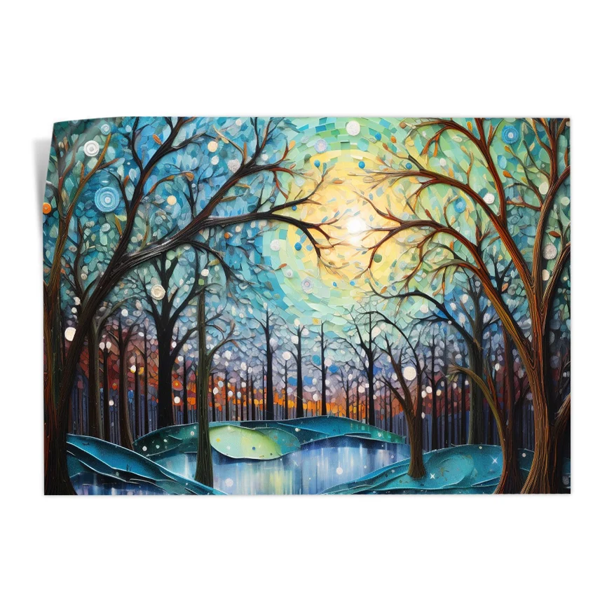 Bosque Otoñal y Lago Poster