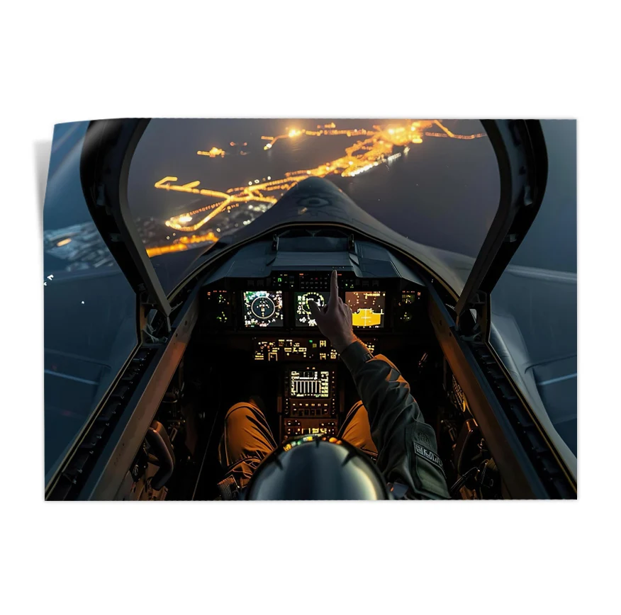 Cabina Jet Pista Aterrizaje Poster