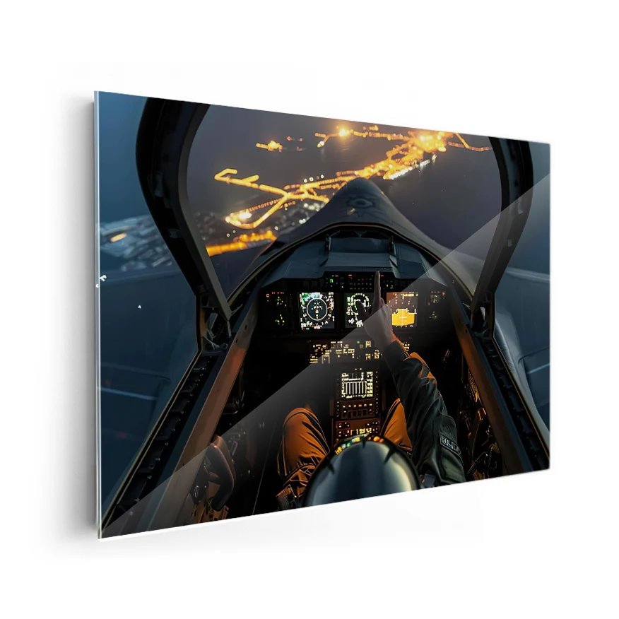 Cabina Jet Pista Aterrizaje Poster