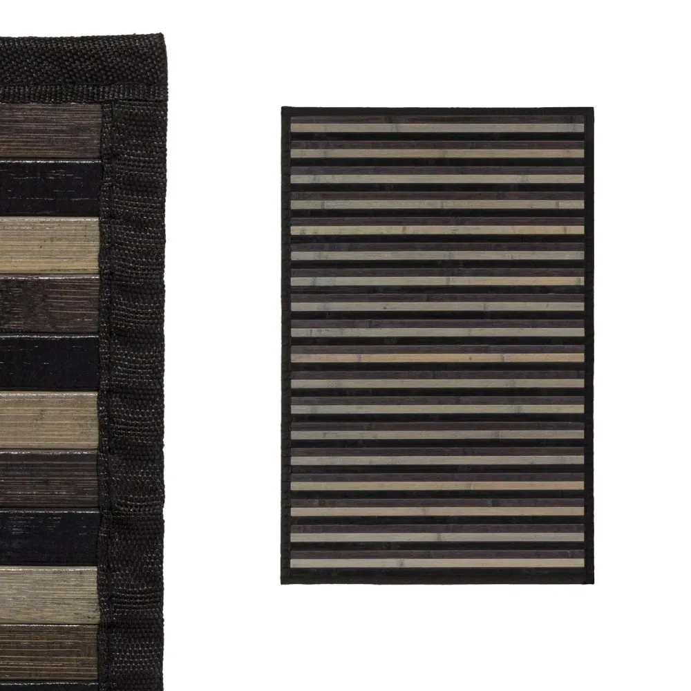 Alfombra Rayas Gris de Bambú 60 x 90 cm CASA STORE