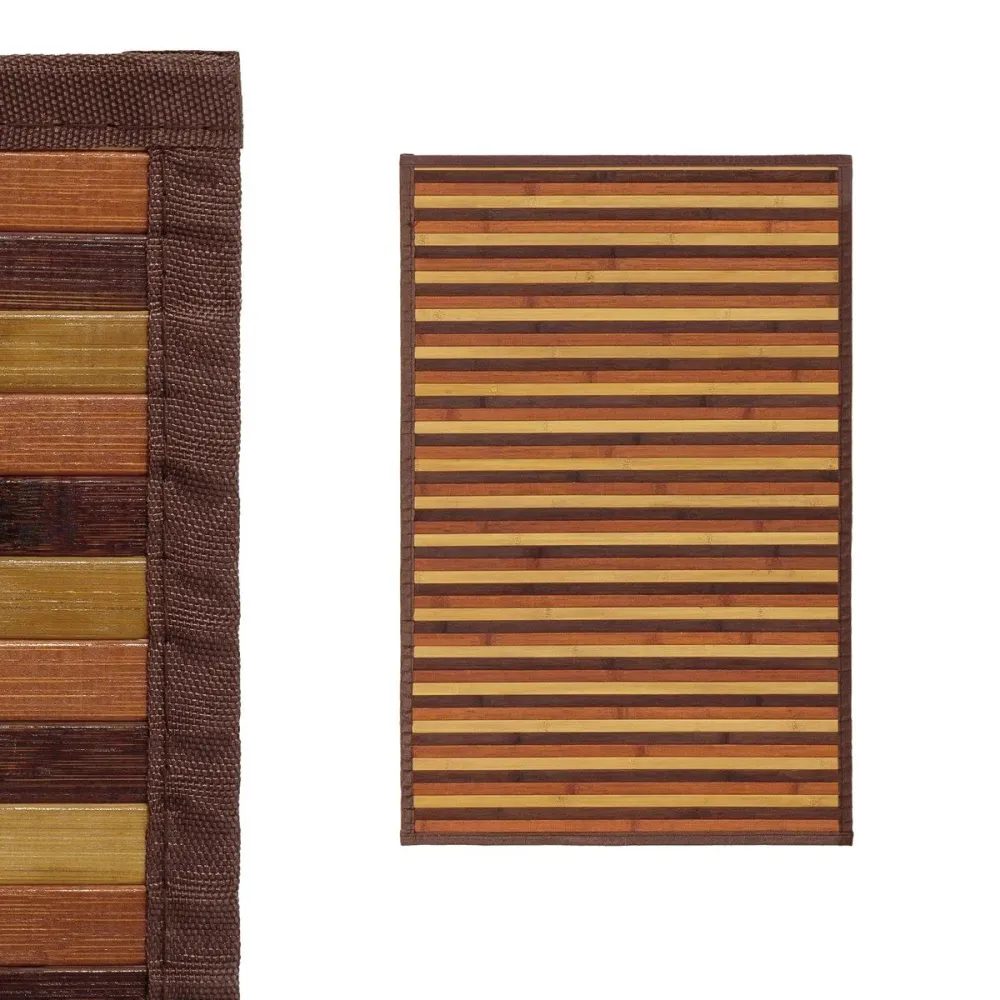 Alfombra Rayas Marrón de Bambú 60 x 90 cm CASA STORE