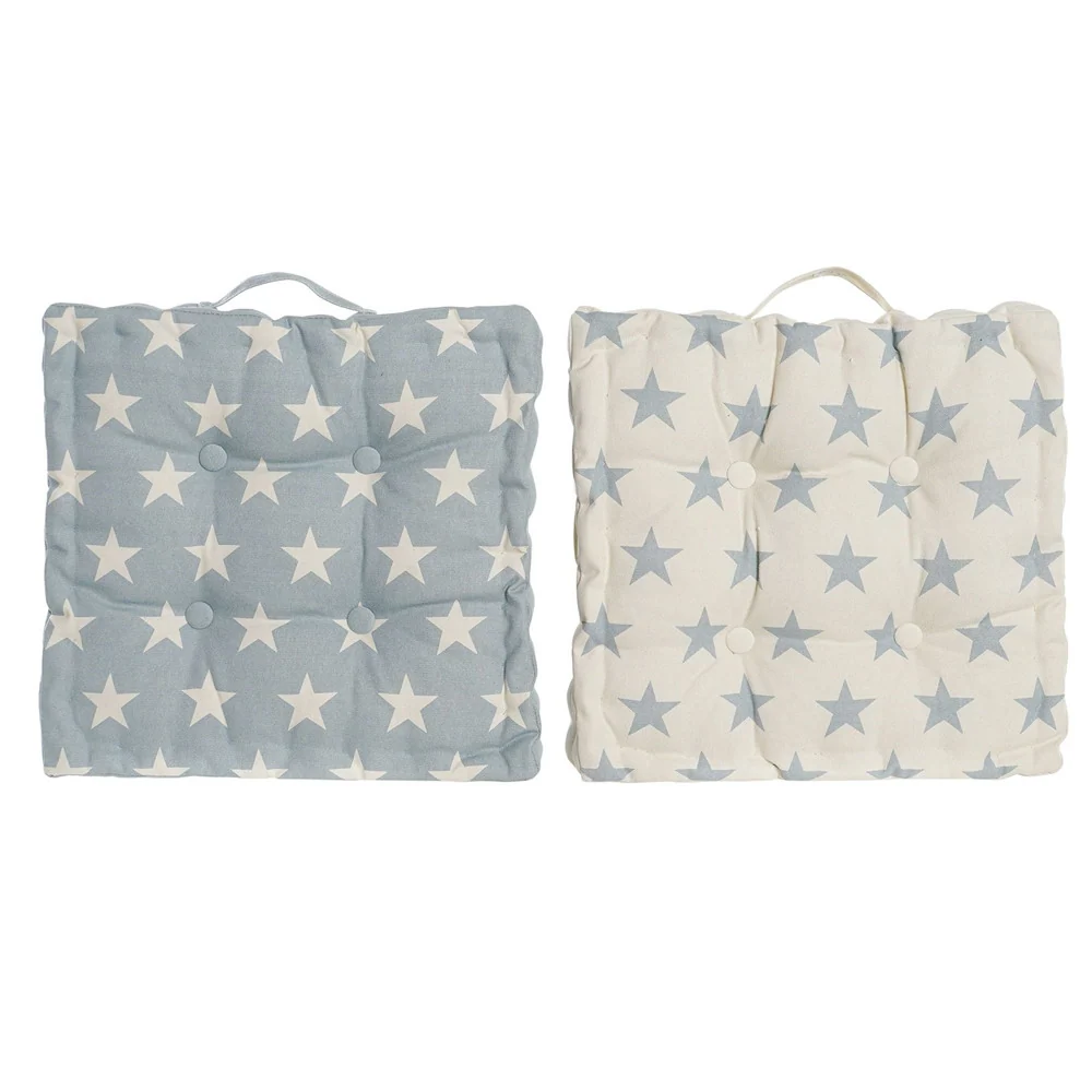 Cojin Suelo de Algodon Estrellas 40 X 8 X 40 cm Azul CASA STORE