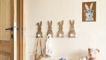 Papel pintado infantil - RAYAS BEIGE CAMEL CASADECO