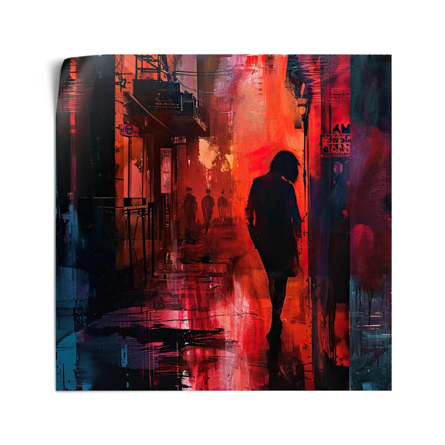 Ciudad Roja Silueta Mujer Poster