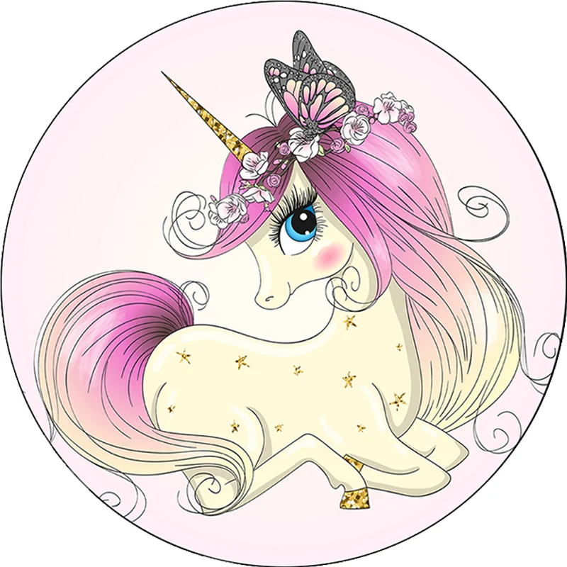 Alfombra de dormitorio para niños con estampado floral de mariposa, unicornio, animal rosa, alfombra de poliéster antidesl...