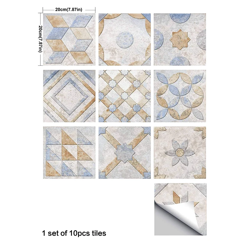 Neat Bohemian Patterned Stick Panel de papel tapiz para baño, amarillo-azul, 4.3 pies cuadrados Clearhalo