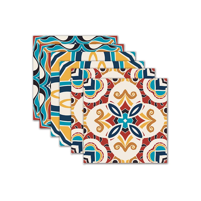 Paneles de papel tapiz con forma de flor azul, pelar y pegar, decoración de pared de comedor Boho Azul Clearhalo