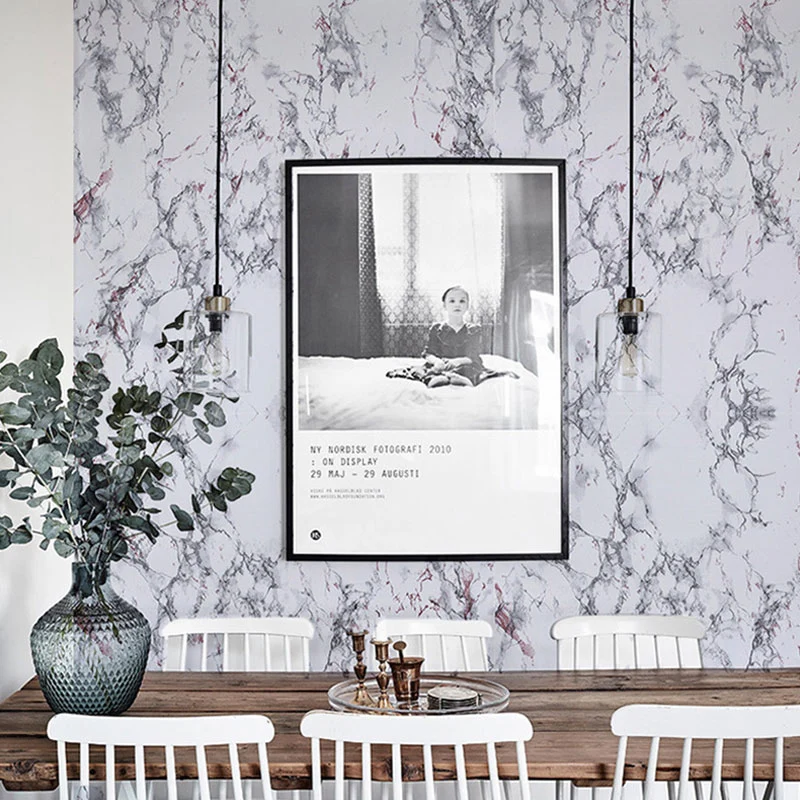 Papel pintado con efecto mármol resistente al agua, revestimiento de paredes minimalista de vinilo para decoración de baño...