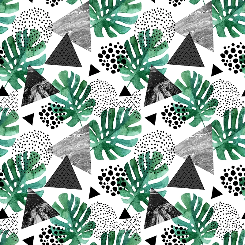 Revestimiento de pared verde para sala de estar, calcomaní mural de hojas tropicales, tamaño personalizado disponible Verd...