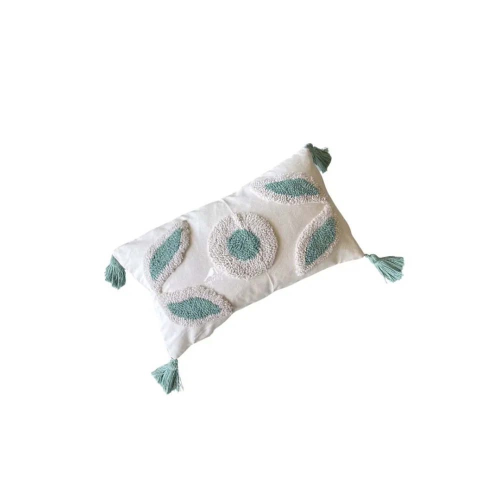 Funda de Cojín Elba Rectangular Boho Verde Menta Cojines de la Paz