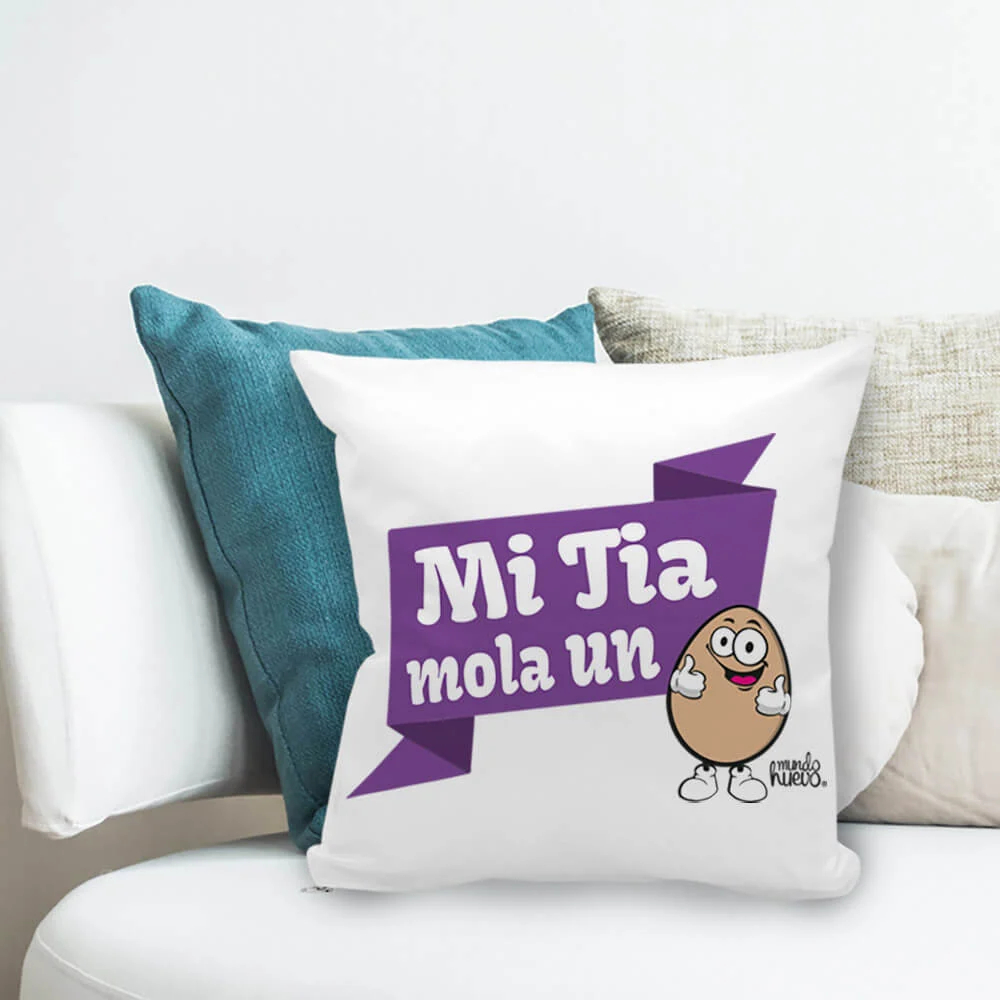 Cojín divertido Mi tia mola un huevo