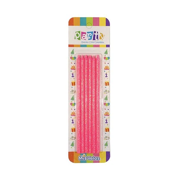 Velon Glitter Rosado 14 Cm COMERCIALIZADORA PARTY EXPRESS CHILE LTDA