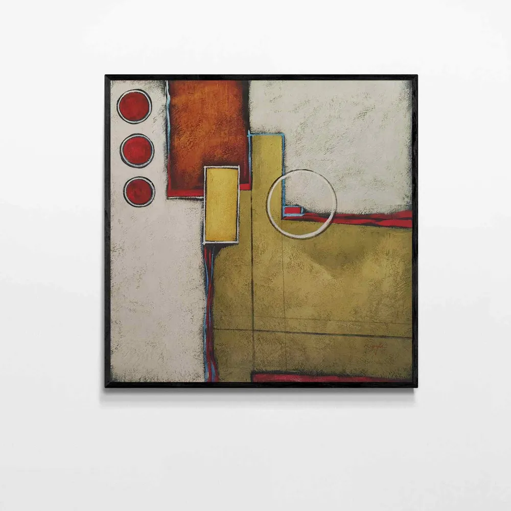 Cuadro Abstracto Moderno con Formas Geométricas y Tonos Tierra 100x100 cm