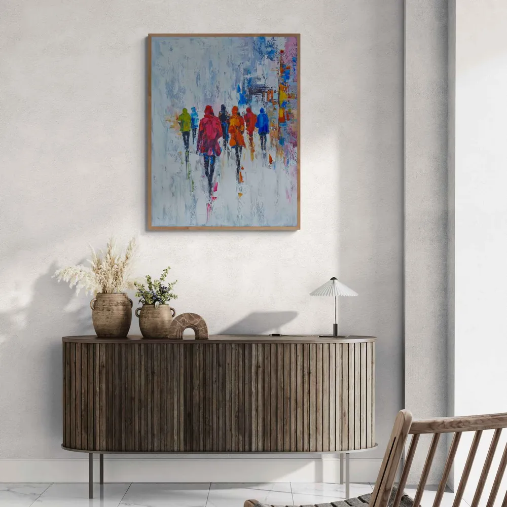 Cuadro Caminando Bajo la Lluvia 80x100 cm