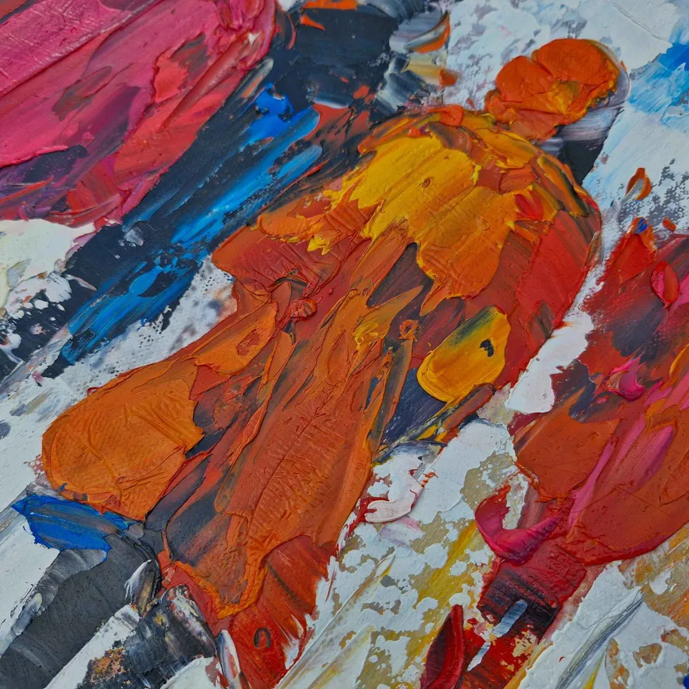Cuadro Caminando Bajo la Lluvia 80x100 cm