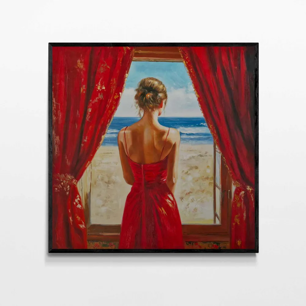 Cuadro Dama al Mar 92x92 cm