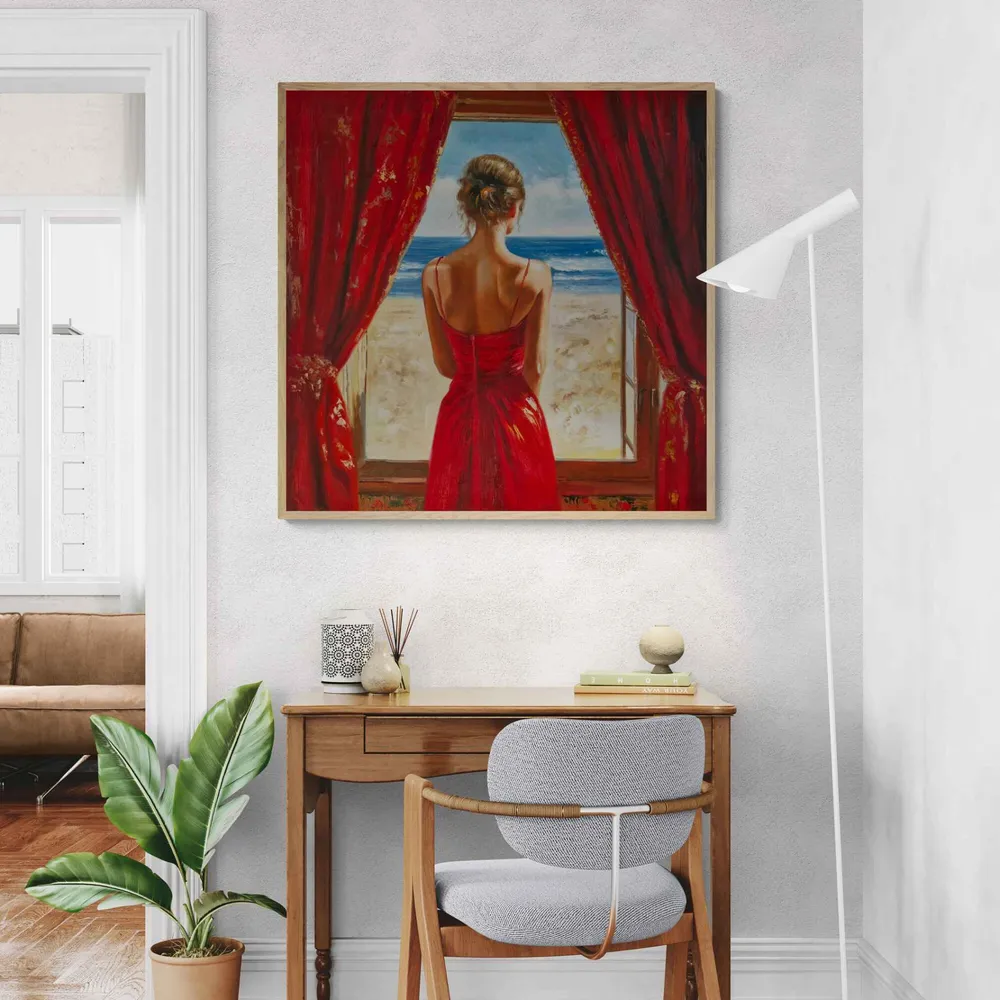 Cuadro Dama al Mar 92x92 cm