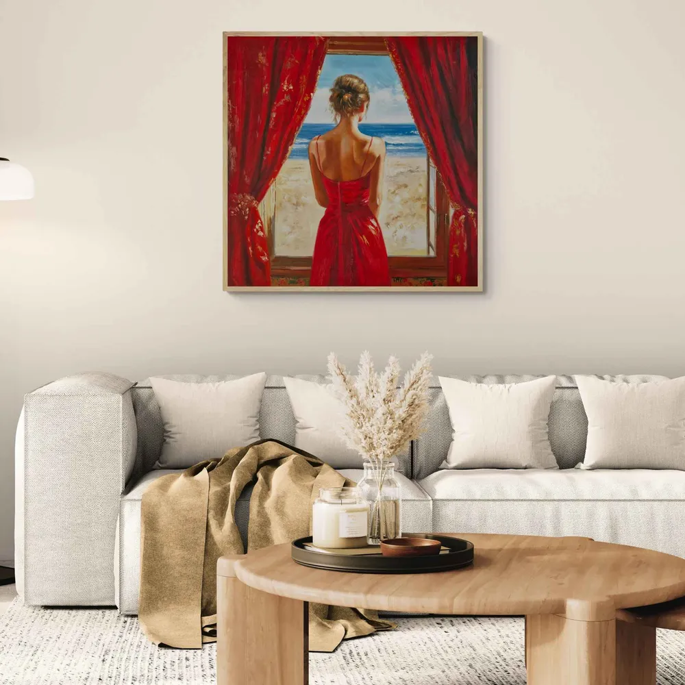 Cuadro Dama al Mar 92x92 cm