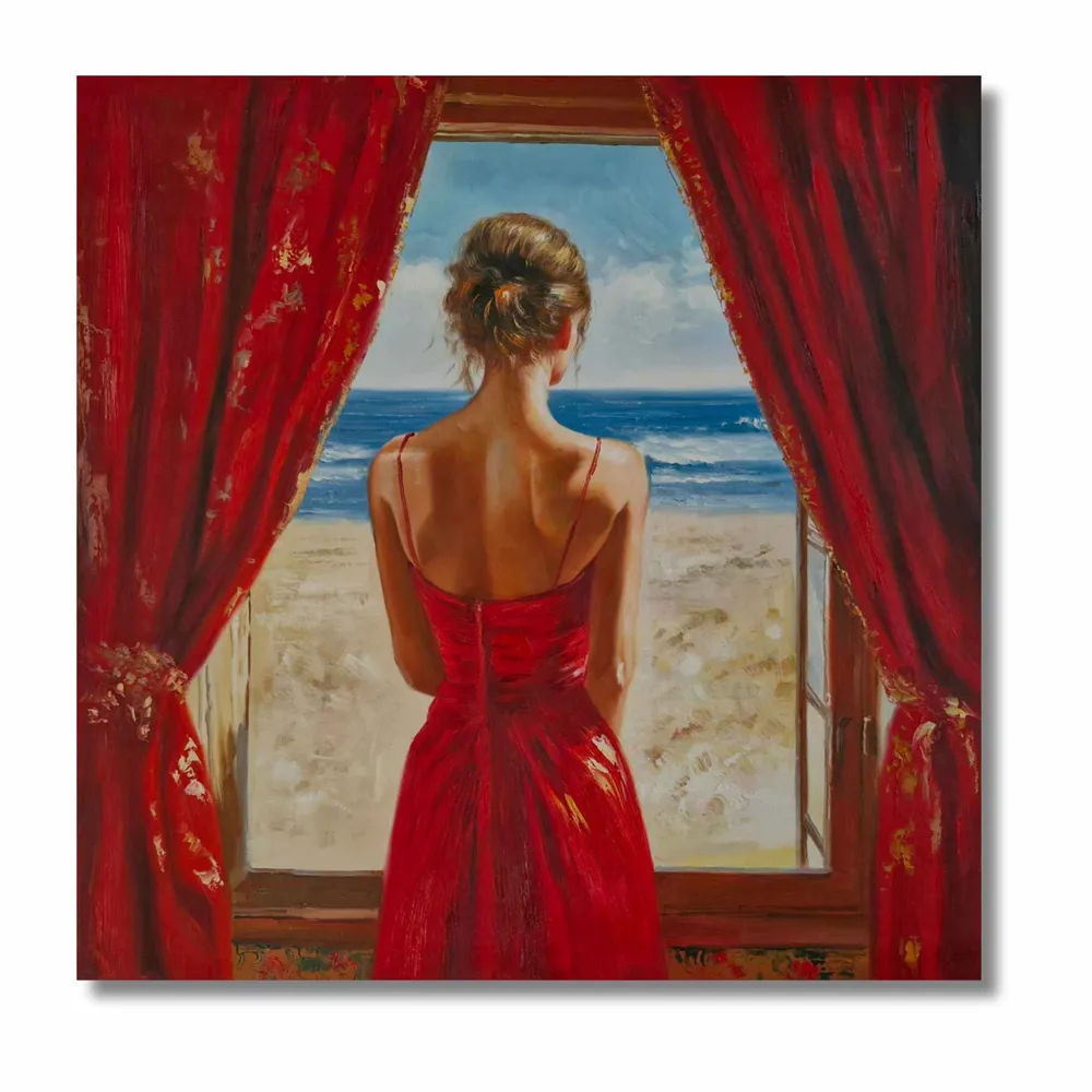 Cuadro Dama al Mar 92x92 cm
