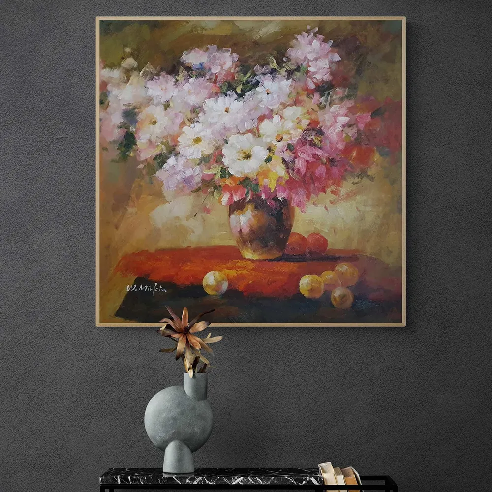 Cuadro Jarrón Flores 80x80 cm