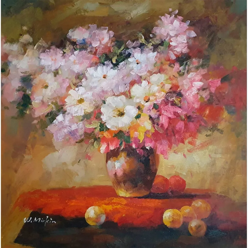 Cuadro Jarrón Flores 80x80 cm