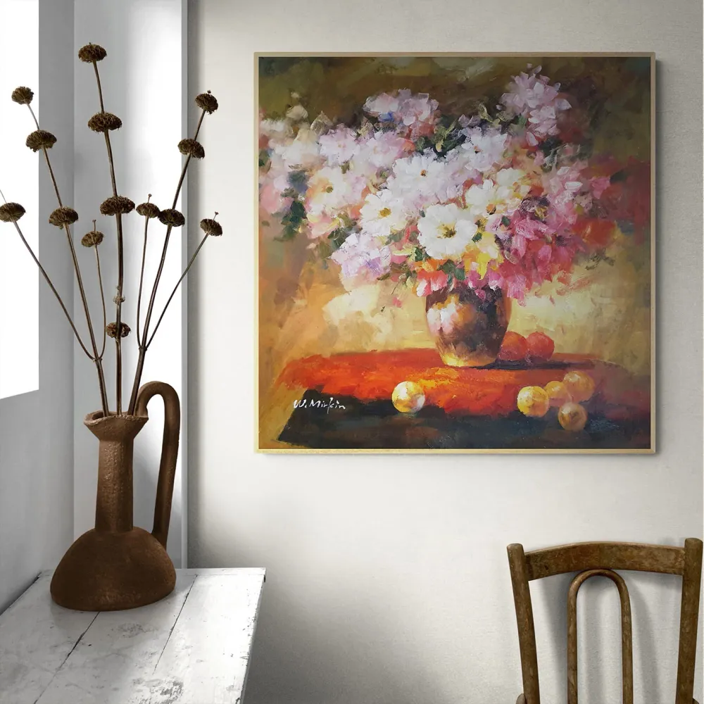 Cuadro Jarrón Flores 80x80 cm